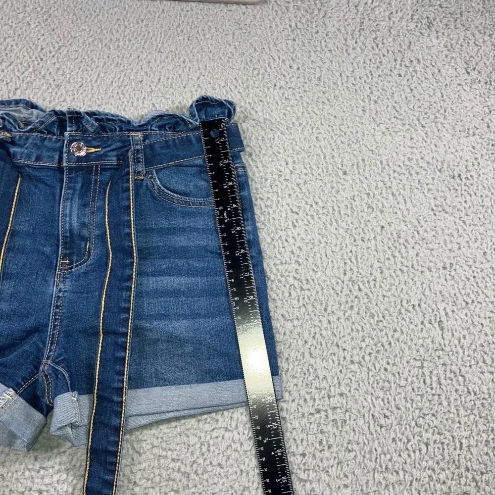 Tie Waist Shorts M 27 High Waist Denim Jorts Cuffed Hem Boho Festival Retro Chic